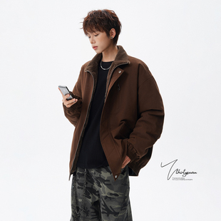 工装 飞行员夹克男冬季 风bomber宽松休闲棉衣 复古立领短款 V37美式