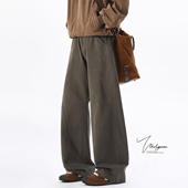 潮牌潮流休闲保暖休闲裤 V37美式 男春季 裤 子 解构剪裁拼接弯刀工装