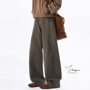 潮牌潮流休闲保暖休闲裤 V37美式 男春季 裤 子 解构剪裁拼接弯刀工装