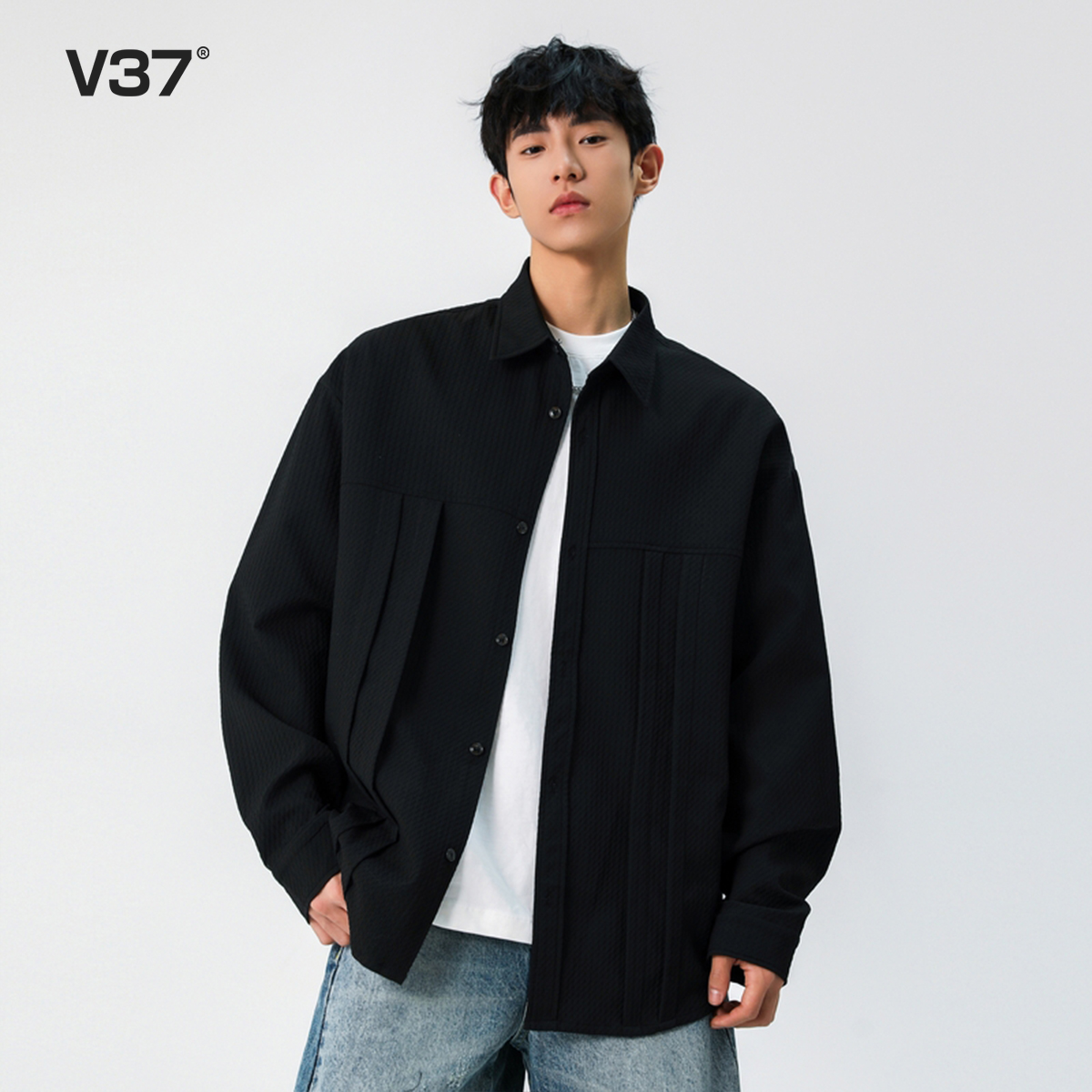 V37小众设计感长袖衬衫男士2