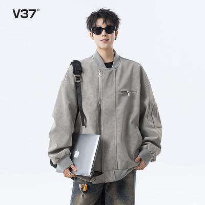 V37仿麂皮绒工装夹克男