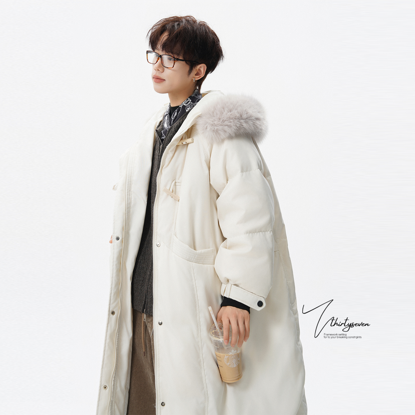 中长款90白鸭绒大毛领羽绒服男