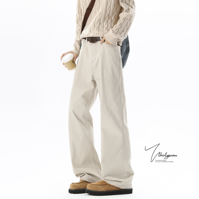 美式重磅水洗棉直筒工装裤子男