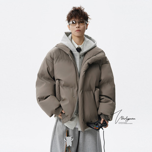 V37美式 连帽皮棉衣男冬重磅加厚保暖假两件棉服外套 高街痞帅短款
