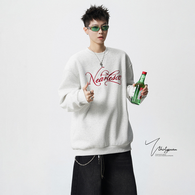 美式青少年刺绣套头卫衣男