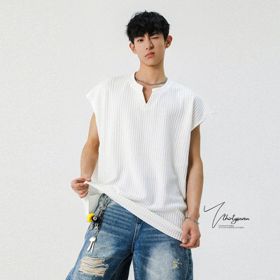 V37美式坎肩背心男生夏季新