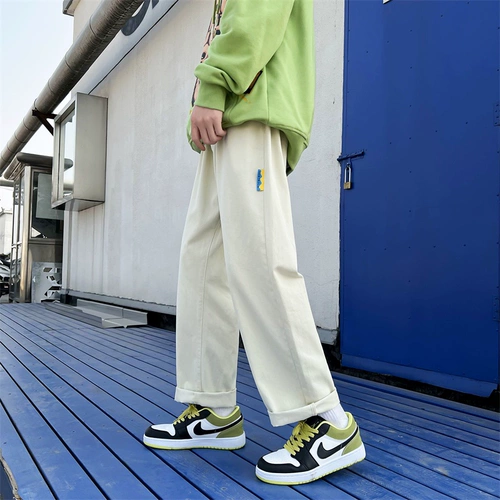 Летние брендовые трендовые штаны для отдыха, оверсайз, в корейском стиле, свободный прямой крой