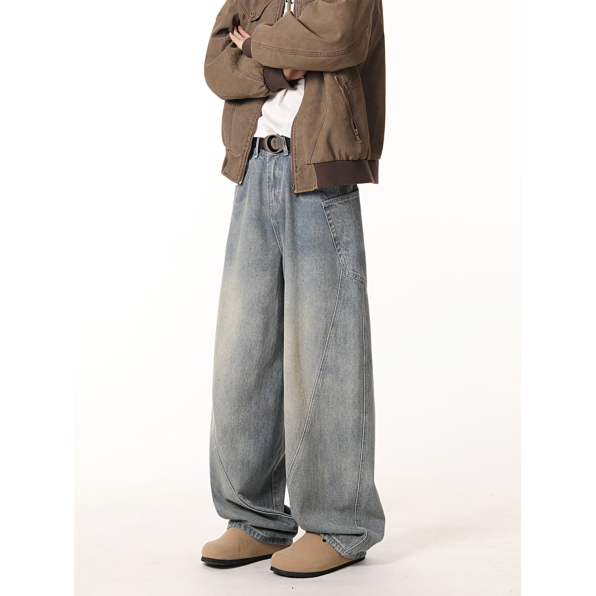 V37美式直筒牛仔裤男款20