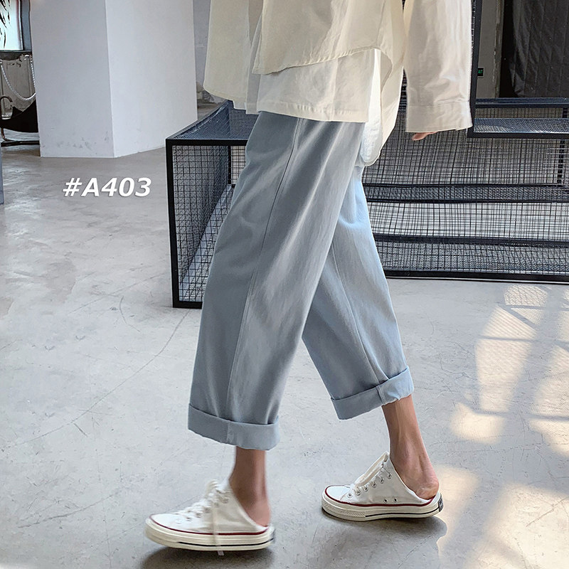 裤子男直筒宽松ins港风痞帅九分裤bf百搭潮牌原宿风八分休闲裤9分