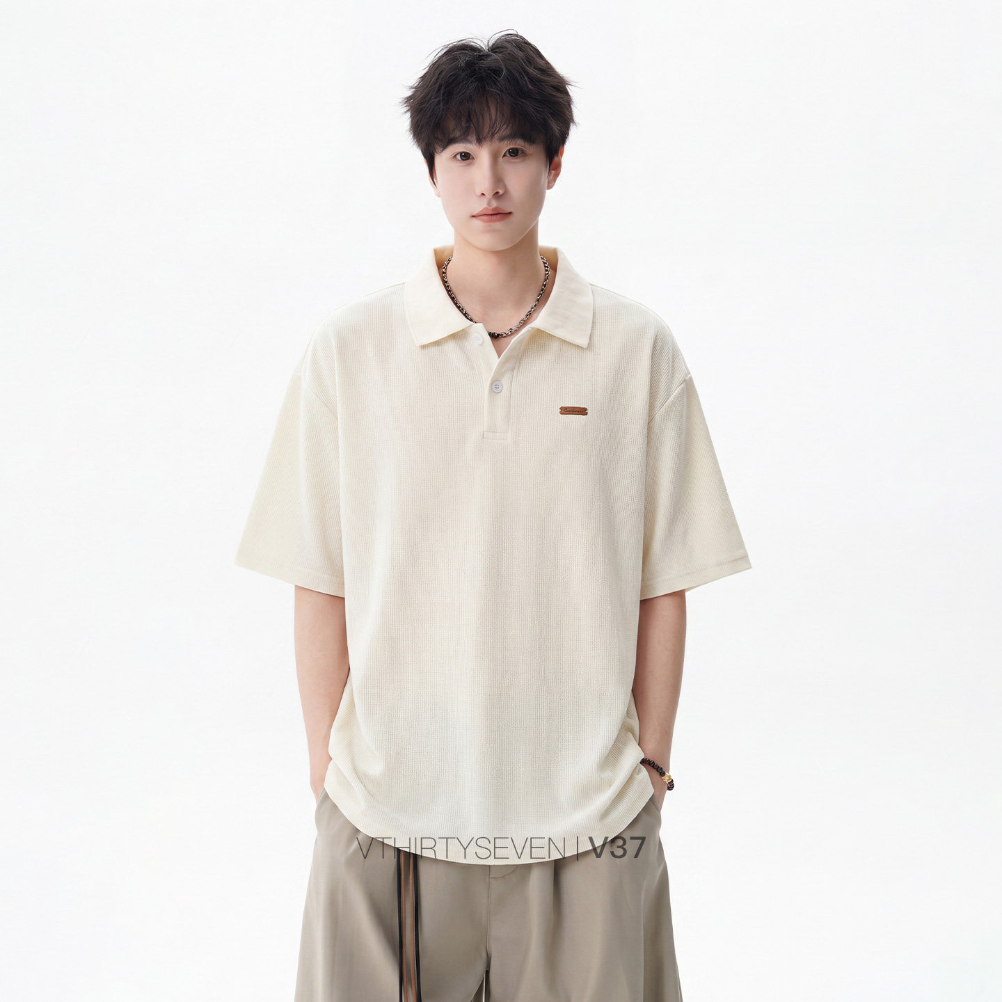 美式肌理感翻领polo衫男夏图片
