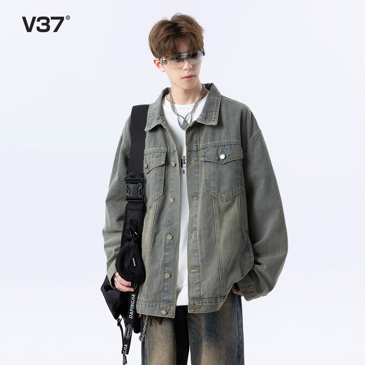 V37美式vintage休闲夹克男