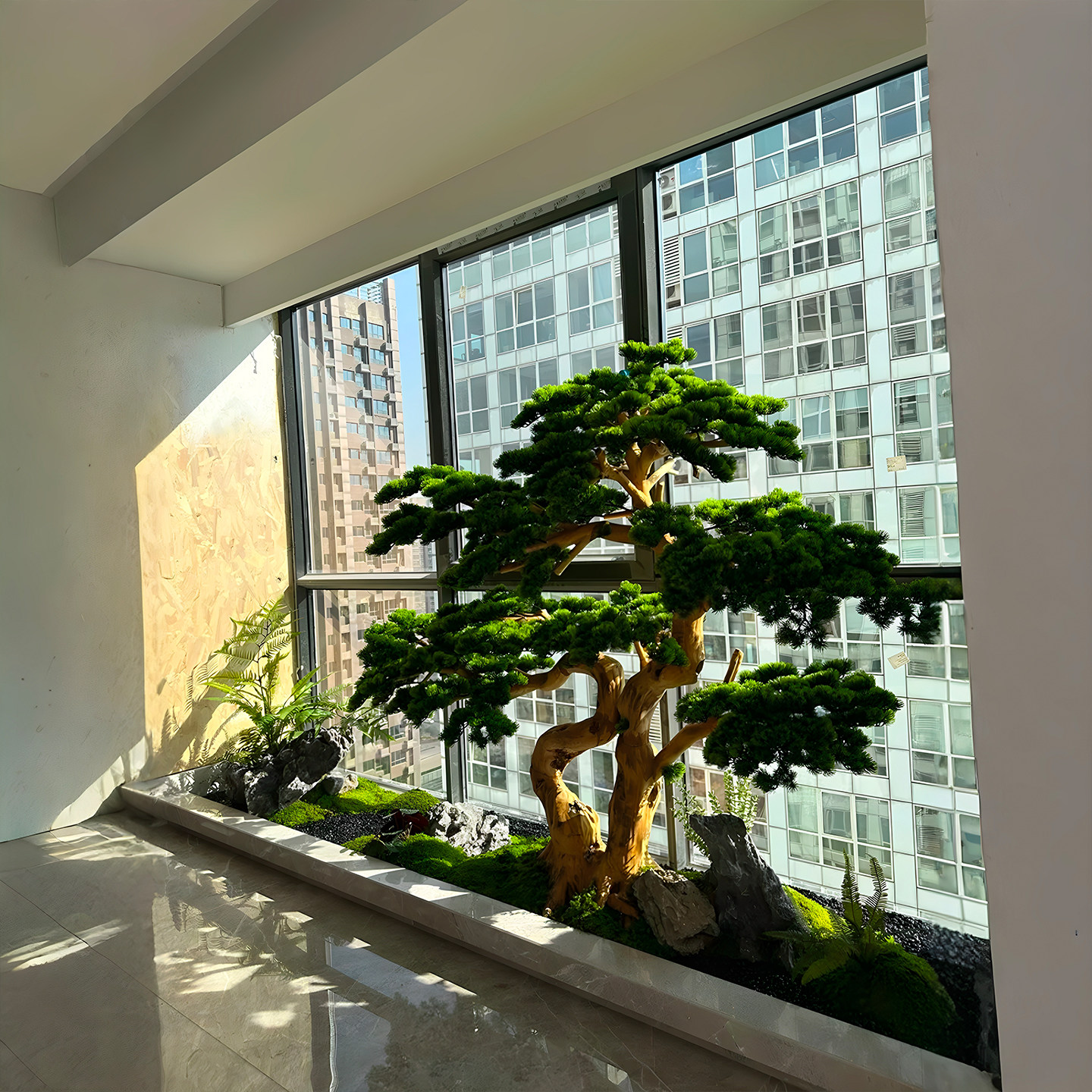 仿真雕刻松树迎客松假树室内景观