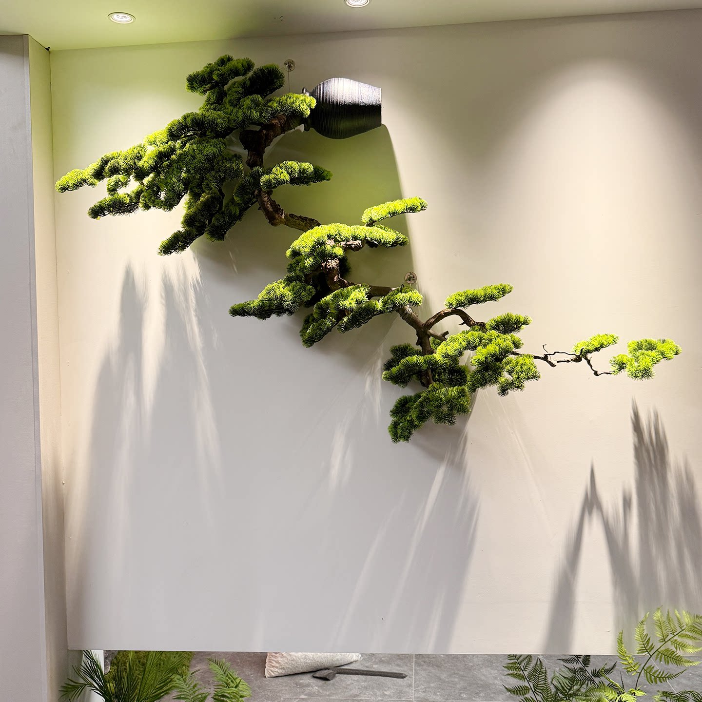 仿真悬挂松树迎客松中国风日式禅意倒挂景观装饰室内造景壁挂松树