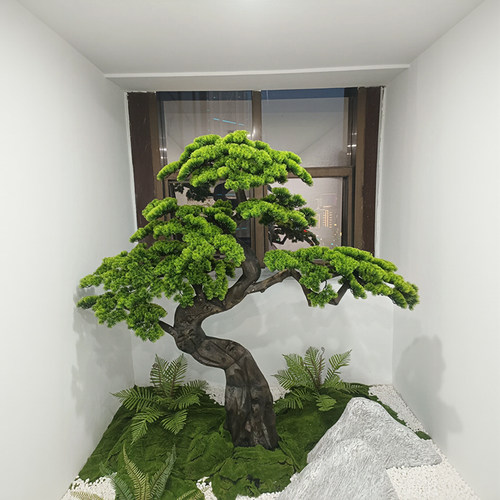 中式摆件造景高级会所装饰仿真树