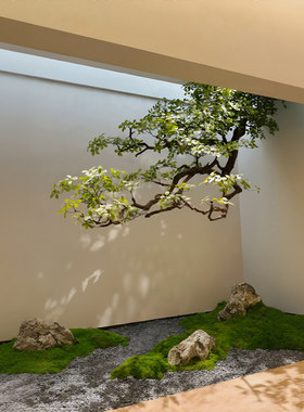 栀子花树仿真树倒挂树枝室内天井
