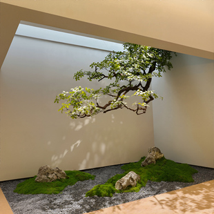 仿真悬挂倒挂栀子花树假树仿真树仿真绿植造景天井造景倒吊树枝