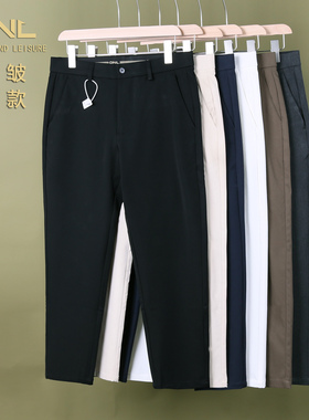 秋季厚款抗皱修身小直筒休闲裤男九分裤八分小个子加绒不掉色裤子