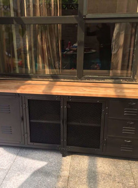 工业风铁艺厨房餐边柜橱柜多功能收纳柜酒柜碗柜备餐台门厅玄关柜