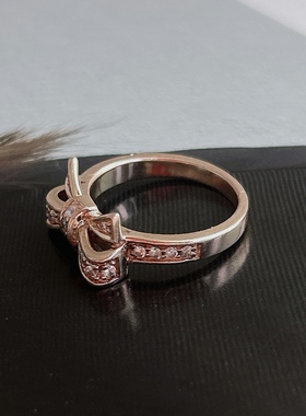 中古日本ete蝴蝶结925银戒指