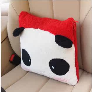 德纳里 汽车头枕可爱卡通护颈枕 车枕车用腰靠垫 熊猫头枕 抱枕被