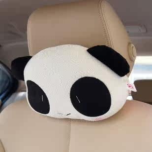 德纳里 汽车头枕可爱卡通护颈枕 车枕车用腰靠垫 熊猫头枕 抱枕被