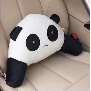 德纳里 汽车头枕可爱卡通护颈枕 车枕车用腰靠垫 熊猫头枕 抱枕被