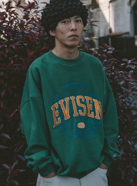 EVISEN 25FW COLLEGE OVER LOGO SWEAT四色刺绣LOGO圆领套头卫衣