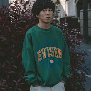 LOGO EVISEN OVER COLLEGE SWEAT四色刺绣LOGO圆领套头卫衣 25FW
