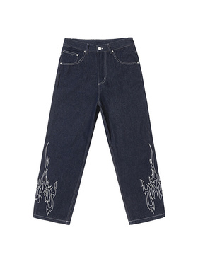 [法国]Helas HELLASS DENIM宽松深蓝色直桶休闲牛仔长裤