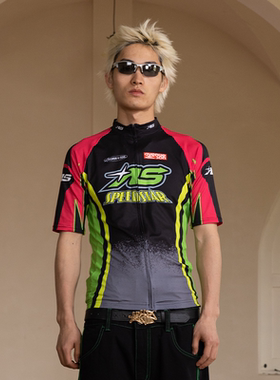 AVENUESON大道之子2025春夏新款短袖拉链T恤骑行服赛车服
