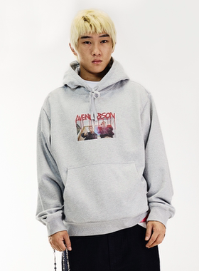 AVENUESON大道之子2025灰色秋冬经典电影致敬印花套头连帽卫衣