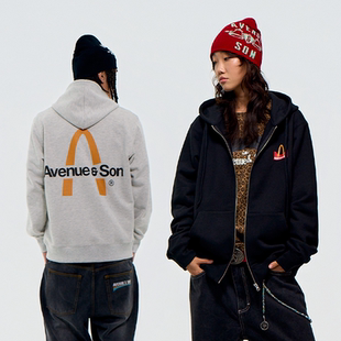 AVENUE&SON大道之子2025双色拱门反转U池滑板印花拉链连帽卫衣