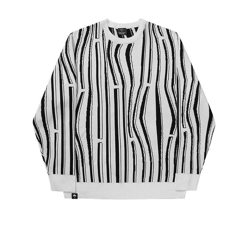 圆领针织宽松休闲运动毛衣