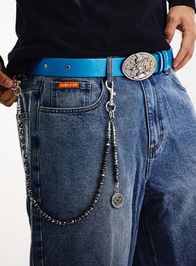 AVENUESON大道之子2025黑胆石锌合金LOGO裤链Y2K风格百搭配饰配件