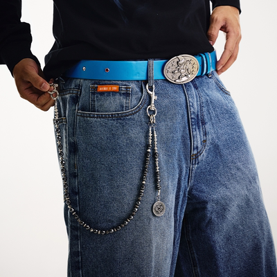 AVENUESON大道之子2025黑胆石锌合金LOGO裤链Y2K风格百搭配饰配件
