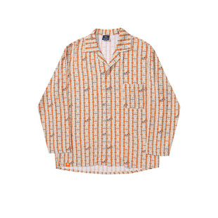 HCC Helas HORSE 花色长袖 长袖 宽松休闲睡衣衬衫 法国