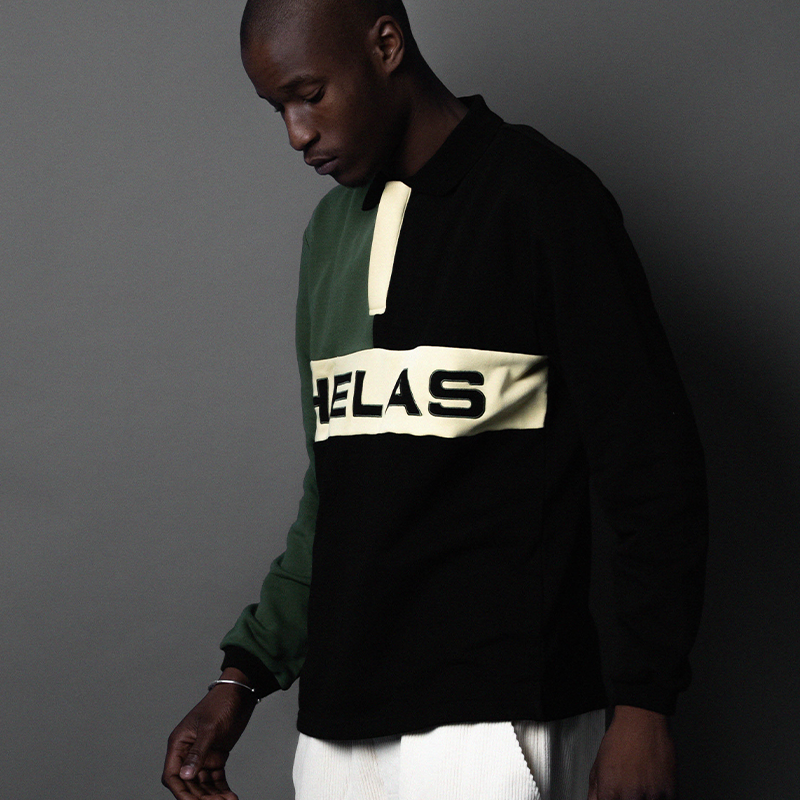 【法国】HELAS 25WIN TACKLE LS POLO MULTICO黑绿拼色POLO衫