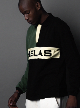 【法国】HELAS 25WIN TACKLE LS POLO MULTICO黑绿拼色POLO衫