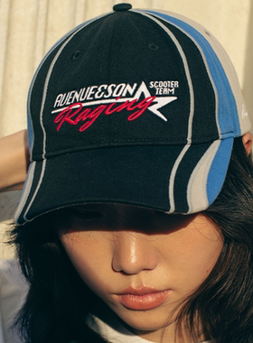 AVENUESON大道之子2025蓝黄双色刺绣logo赛车主题弯檐帽棒球帽