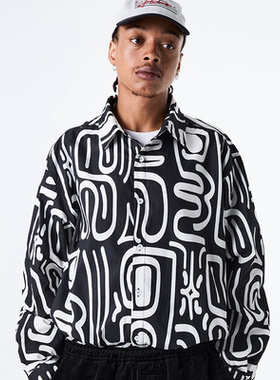 【法国】HELAS 25FA ABSTRACT LS SHIRT黑白抽象条纹长袖衬衫