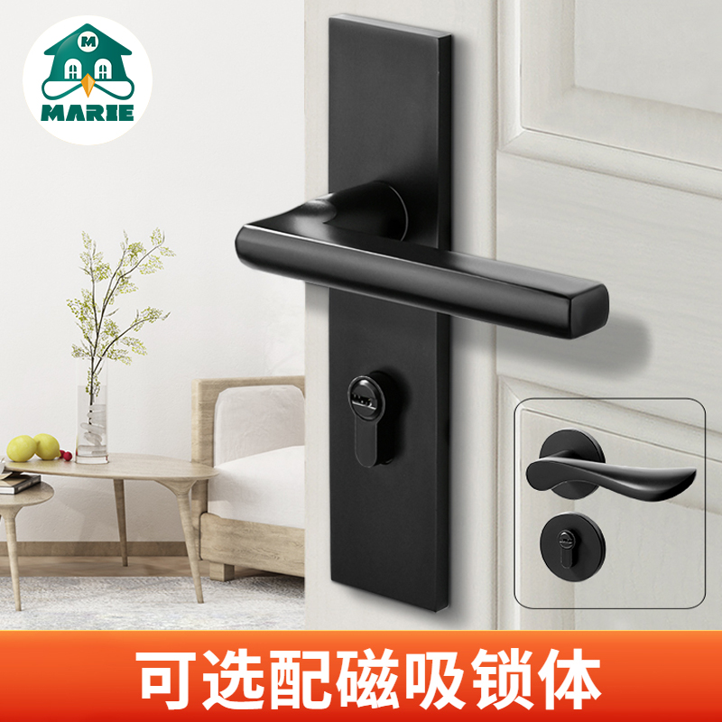 门卧室锁室内北欧黑色分体卫生间简约房门锁静音实木门通用型锁具