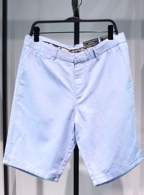 SELECTED斯莱德夏季透气薄款浅蓝色棉麻混纺休闲大码短裤五分裤