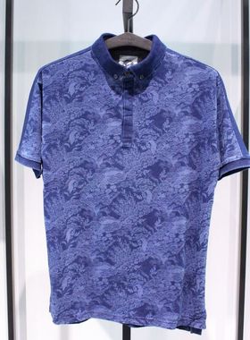 SELECTED思莱德青春休闲夏季流行蓝色旅游印花男款短袖半袖polo衫