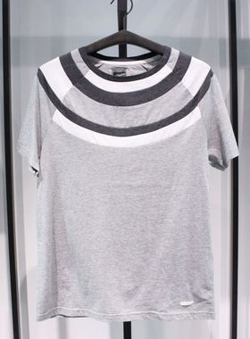 SELECTED思莱德流行灰色夏季日常圆领休闲纯棉溜肩短袖半袖T恤