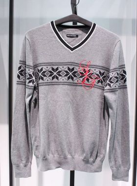 SELECTED思莱德纯棉舒适灰色V领简洁春秋款贴身毛衣针织衫打底衫