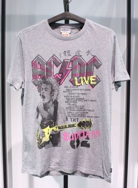 JACKJONES杰克琼斯摇滚歌手日常灰色圆领纯棉薄款个性短袖半袖T恤