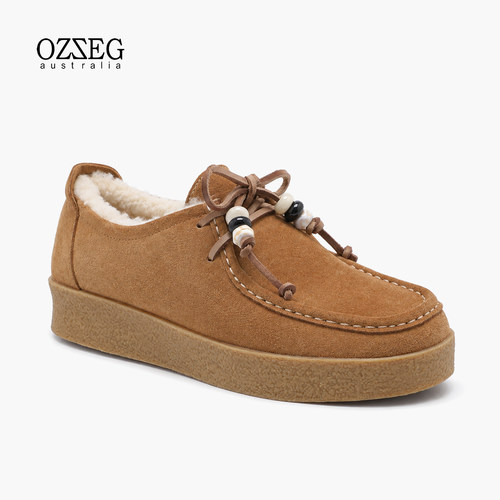 OZZEG软底加绒加厚乐福鞋单鞋