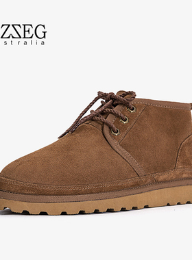 OZZEG秋冬季工装鞋男英伦风加绒马丁靴羊皮毛一体保暖雪地靴Z3236