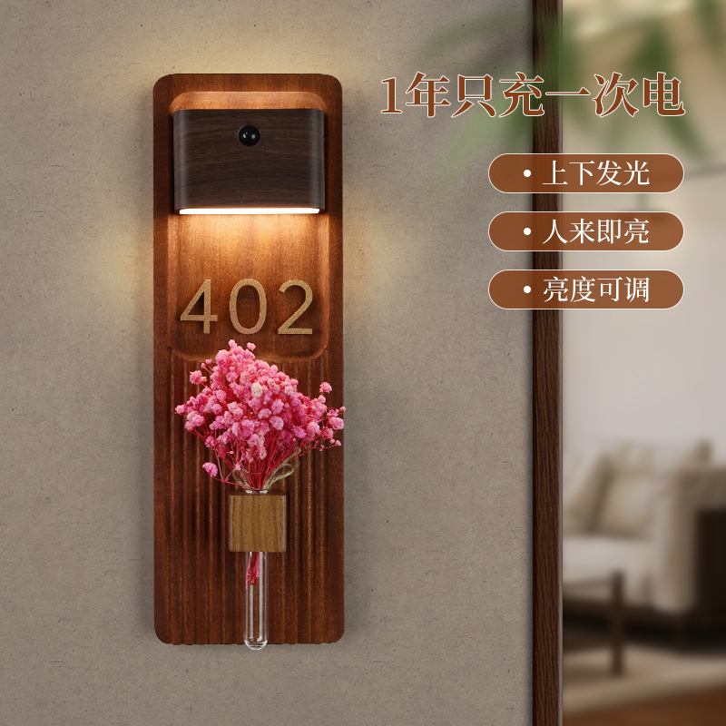 实木中古风门牌房号牌