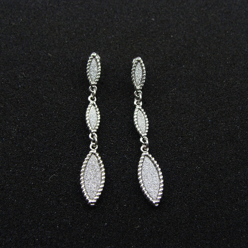 欧美风银色磨砂宝石水滴形耳环